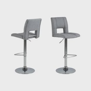 Giga Living - Barkruk Lichtgrijs|Zilver - Zithoogte 83cm - Wistad - Set van 2