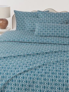 Katoenen dekbedovertrek Jella met geometrische print Katoenen dekbedovertrek Jella met geometrische print