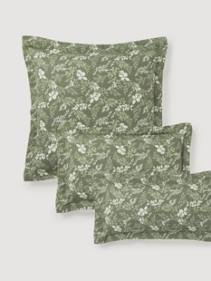 Kussenhoes Pola met bladprint en bies