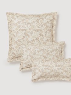 Kussenhoes Pola met bladprint en bies