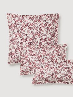 Kussenhoes Pola met bladprint en bies