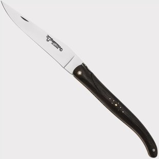 Laguiole en Aubrac Eclipse, Bogwood, Handcarved, Brass Plates, Diamond Crowned, zakmes, 12 cm