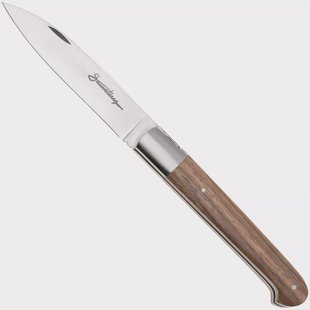 Laguiole en Aubrac Sauveterre Walnut, Matt Stainless Bolster, zakmes, 11 cm