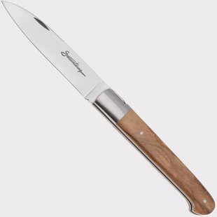 Laguiole en Aubrac Sauveterre Olive, Matt Stainless Bolster, zakmes, 11 cm
