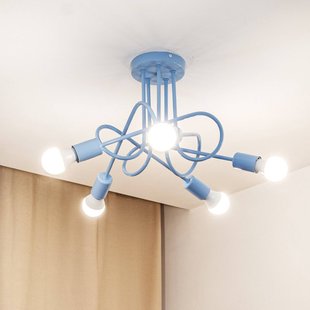 HELAM Oxford plafondlamp, lichtblauw, Ø 47 cm, metaal, 5-lamps