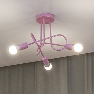 HELAM Oxford plafondlamp, lichtroze, Ø 44 cm, metaal, 3-lamps