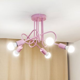 HELAM Oxford plafondlamp, lichtroze, Ø 47 cm, metaal, 5-lamps