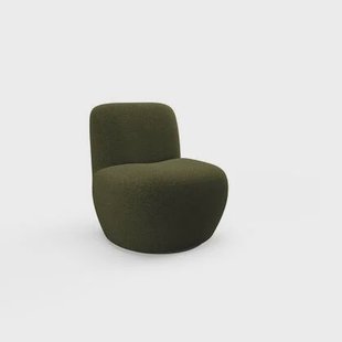 Draaibare fauteuil in kaki bouclette stof Draaibare fauteuil in kaki bouclette stof