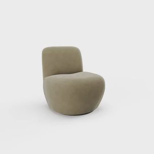 Draaibare fauteuil in beige fluwelen stof