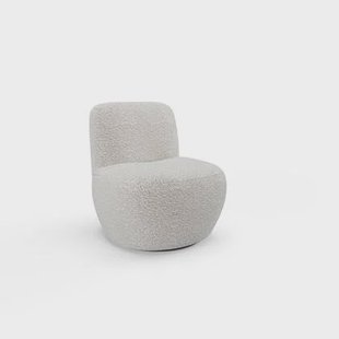 Draaibare fauteuil in lichtgrijs bouclette