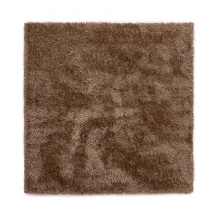 Tapeso Vierkant hoogpolig vloerkleed velvet - Posh bruin - 140x140 cm
