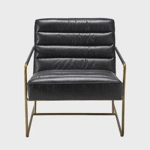 Signature - MARANELLO Zwarte lederen fauteuil - H71 cm - Zwart