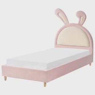 Beliani - LALLIAS - Eenpersoonsbed - Roze - 90 x 200 cm - Fluweel