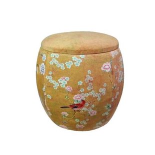 Fine Asianliving Velours Poef met Opbergruimte Rond