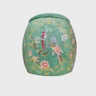 Fine Asianliving Velours Poef met Opbergruimte Rond