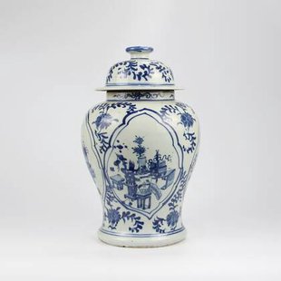 Fine Asianliving Chinese Gemberpot Blauw Wit