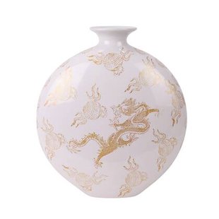 Fine Asianliving Chinese Vaas Porselein Wit Draak