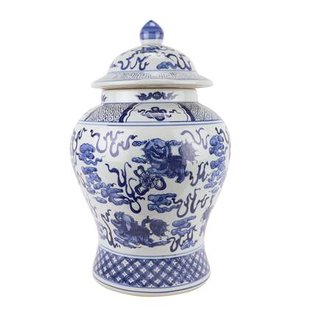 Fine Asianliving Chinese Gemberpot Blauw Wit