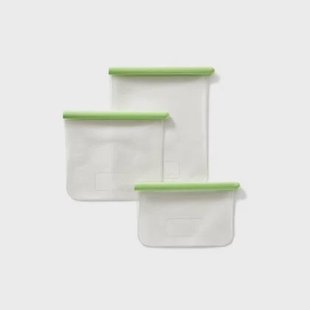 Vershoudzak Plat, set van 3, 0,5 L + 1 L + 1,5 L, Herbruikbaar - Green