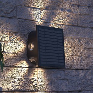 Calex Solar LED buiten wandlamp Altamura, indirect, zwart