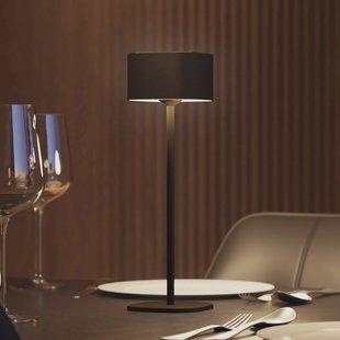 Calex LED tafellamp op batterijen Serino, zwart, aluminium, 2.700 K