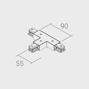 Ivela T-verbinding SQUARE 48 V, zwart, aardedraad rechts