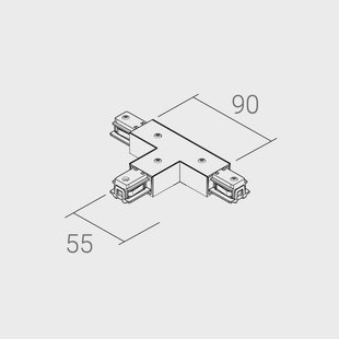 Ivela T-verbinding SQUARE 48 V, zwart, aardedraad links