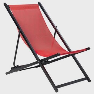 Beliani - LOCRI II - Ligstoel - Rood|Zwart - Synthetisch materiaal Beliani - LOCRI II - Ligstoel - Rood|Zwart - Synthetisch materiaal