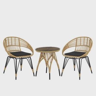 Beliani - PELLARO - Bistroset voor 2 - Natuurlijk - PE rotan