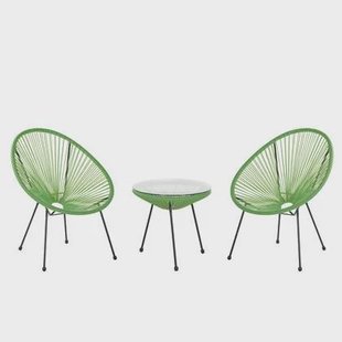 Beliani - ACAPULCO II - Bistroset voor 2 - Groen - PE rotan