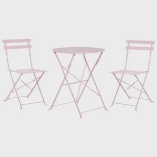 Beliani - FIORI - Bistroset voor 2 - Pastelroze - Staal