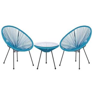 Beliani - ACAPULCO - Bistroset voor 2 - Blauw - PE rotan