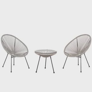 Beliani - ACAPULCO II - Bistroset voor 2 - Licht Grijs - PE rotan