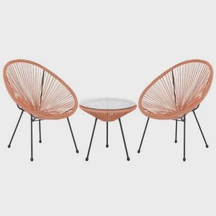 Beliani - ACAPULCO - Bistroset voor 2 - Oranje - PE rotan