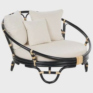 Beliani - ROSSANO - Ligstoel - Zwart - Rotan