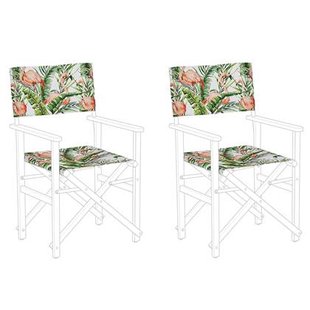 Beliani - CINE - Ligstoel doek set van 2 - Groen Flamingo - Polyester