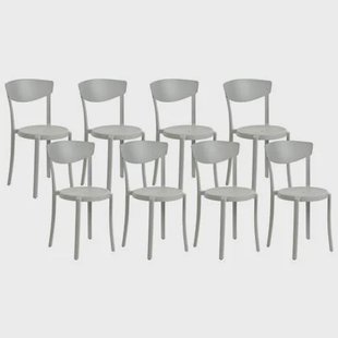 Beliani-VIESTE -Tuinstoel set van 8-Lichtgrijs-Synthetisch materiaal