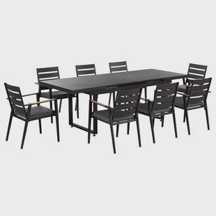 Beliani - VALCANETTO|TAVIANO - Tuinset voor 8 - Zwart - Aluminium