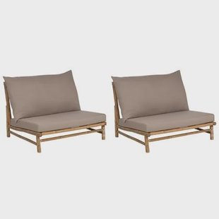 Beliani - TODI - Fauteuil set van 2 - Lichthout|Taupe - Bamboe