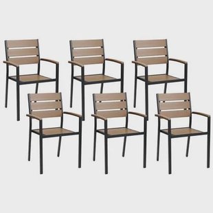 Beliani - VERNIO - Tuinstoel set van 6 - Lichthout|Zwart - Kunsthout