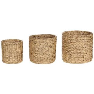 Beliani - RONQUIL - Bloempot set van 3 - Natuurlijk - Waterhyacint Beliani - RONQUIL - Bloempot set van 3 - Natuurlijk - Waterhyacint