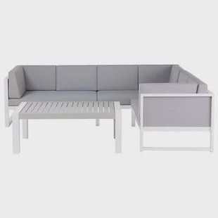 Beliani - CASTELLA - Loungeset voor 6 - Grijs - Aluminium