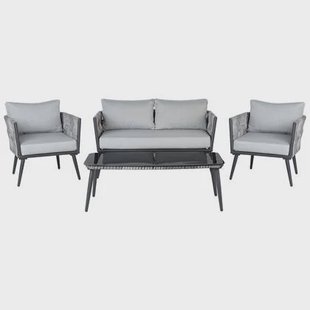 Beliani - PREVEZA - Loungeset voor 4 - Grijs - PE rotan