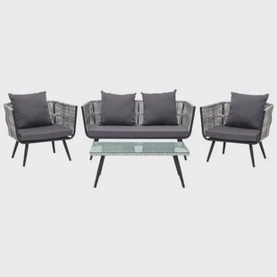 Beliani - RAGUSA - Loungeset voor 4 - Grijs - PE rotan Beliani - RAGUSA - Loungeset voor 4 - Grijs - PE rotan
