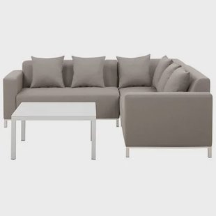Beliani - BELIZE - Loungeset voor 5 - Beige - Linkszijdig - Polyester
