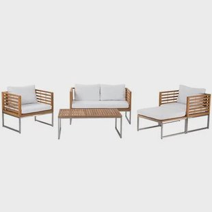 Beliani - BERMUDA - Loungeset voor 4 - Lichte houtkleur - Acaciahout