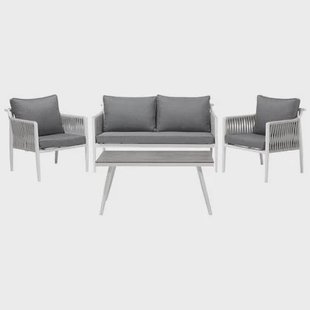 Beliani - LATINA - Loungeset voor 4 - Wit - Aluminium