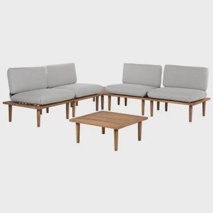 Beliani - FRASCATI - Loungeset voor 4 - Grijs - Acaciahout