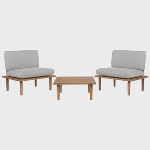 Beliani - FRASCATI - Loungeset voor 2 - Grijs - Acaciahout