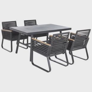 Beliani - CANETTO - Tuinset voor 4 - Zwart - Aluminium